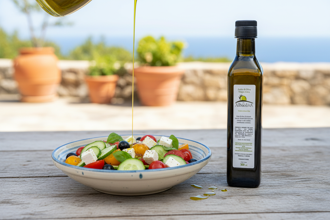 Ensalada mediterránea de verano con AOVE Al AlbaolivA aceite oliva virgen extra
